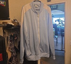 Puma Men's Blue and Cream Bomber Jacket